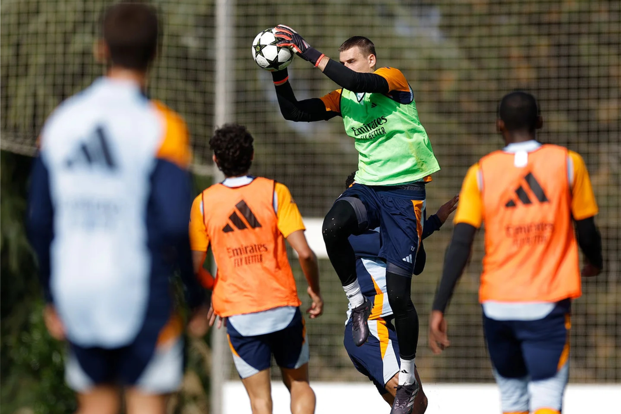 Lunin el entrenamiento de hoy en Valdebebas