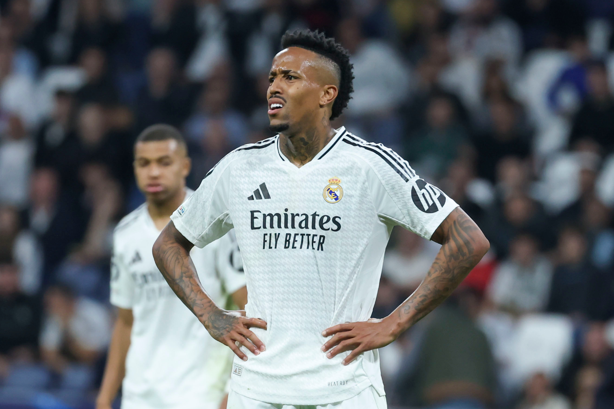Militao durante el encuentro ante el Milan