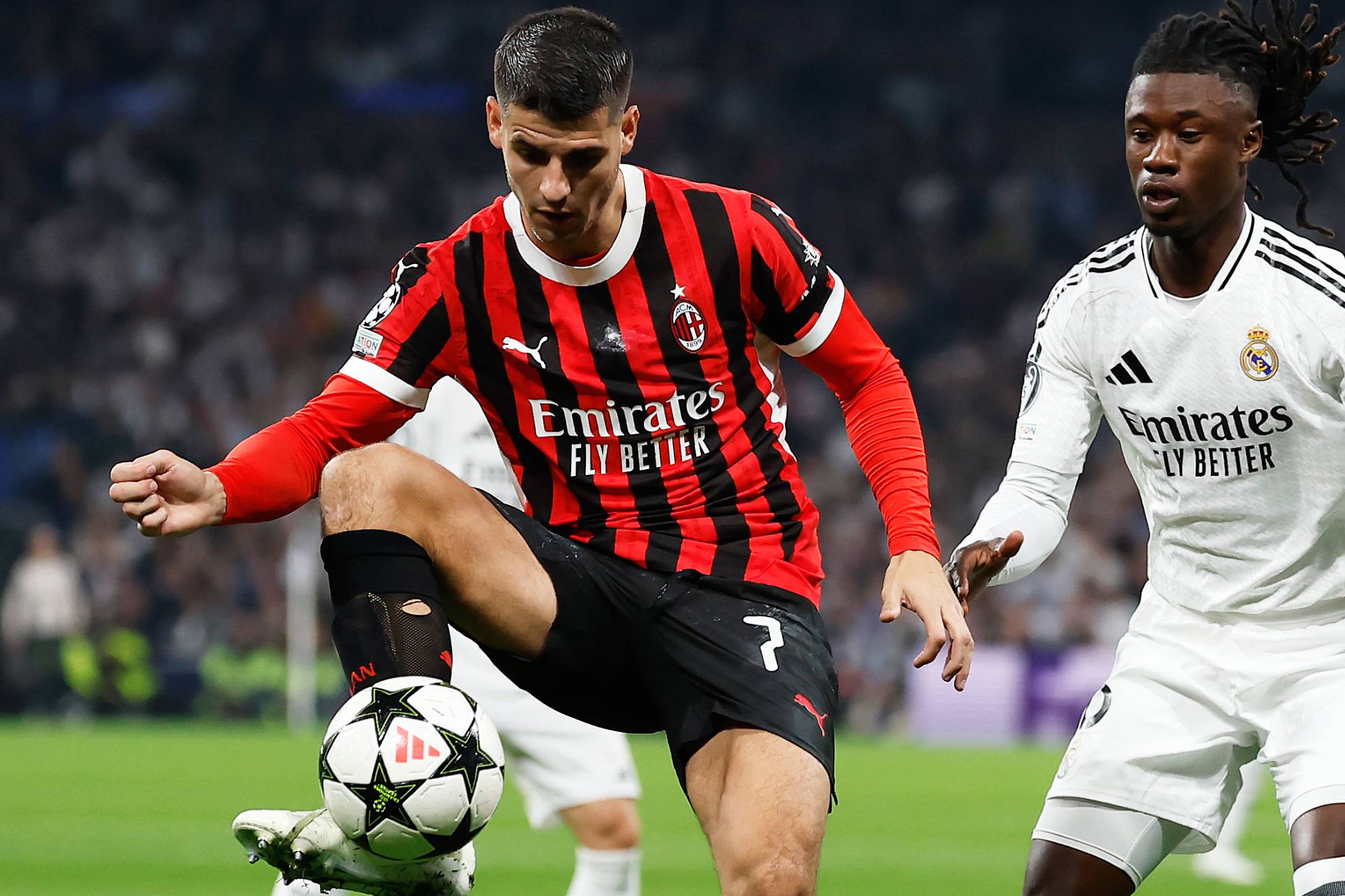 Álvaro Morata en el encuentro ante el Real Madrid en el Santiago Bernabéu.