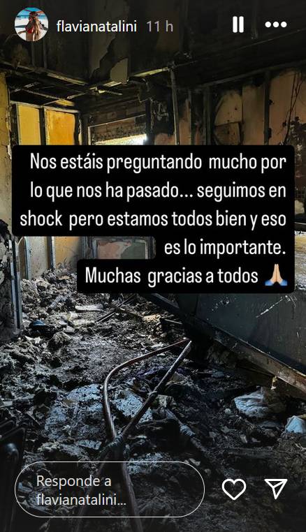 Borja Mayoral and Flavia Natalini talk about the condition of their home after the severe fire in which they were injured: "We are still in shock"