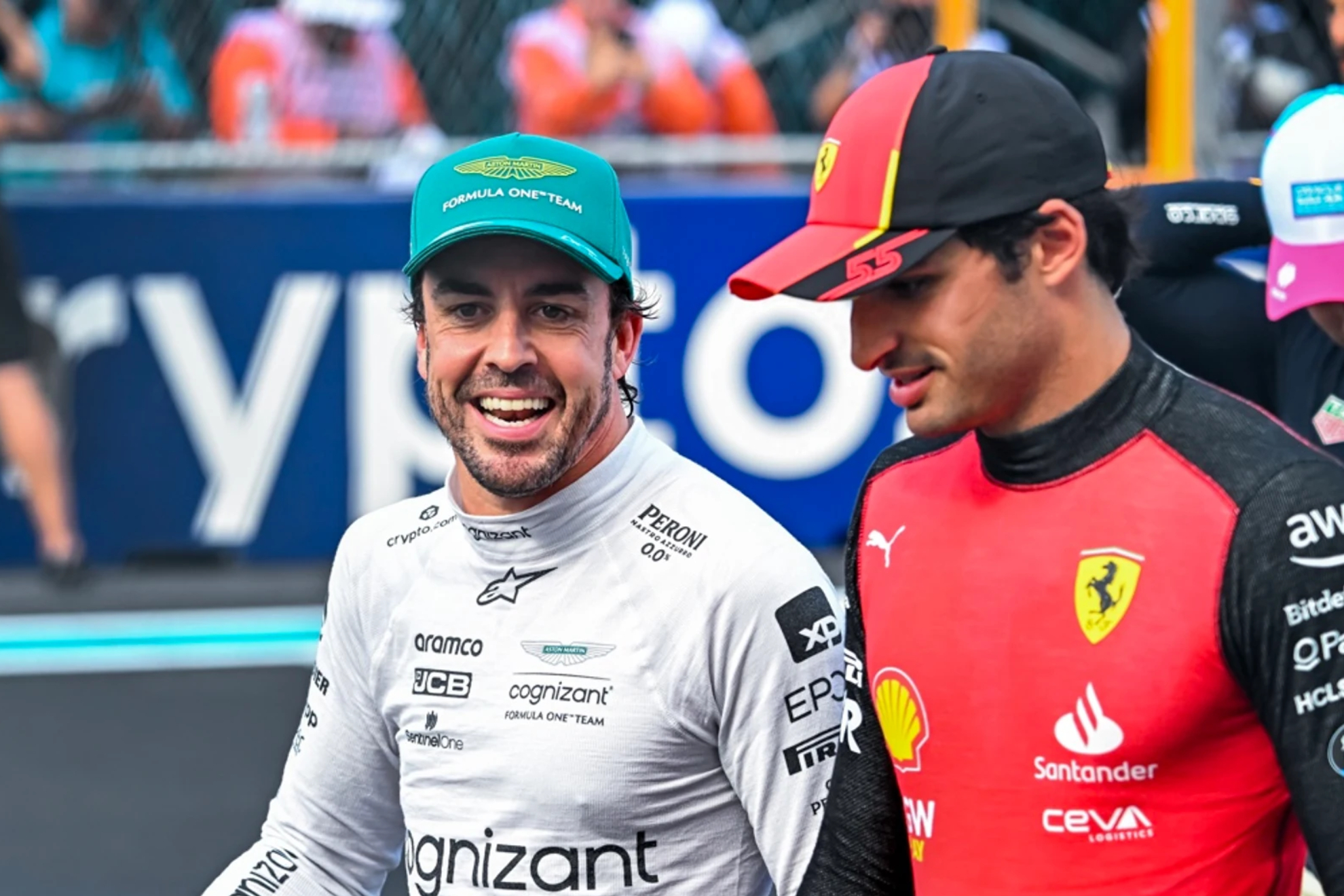 Alonso y Sainz, durante el pasado Gran Premio de Miami