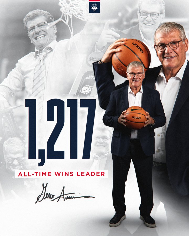Geno Auriemma (UConn), the coach with the most wins (1,217) in NCAA history
