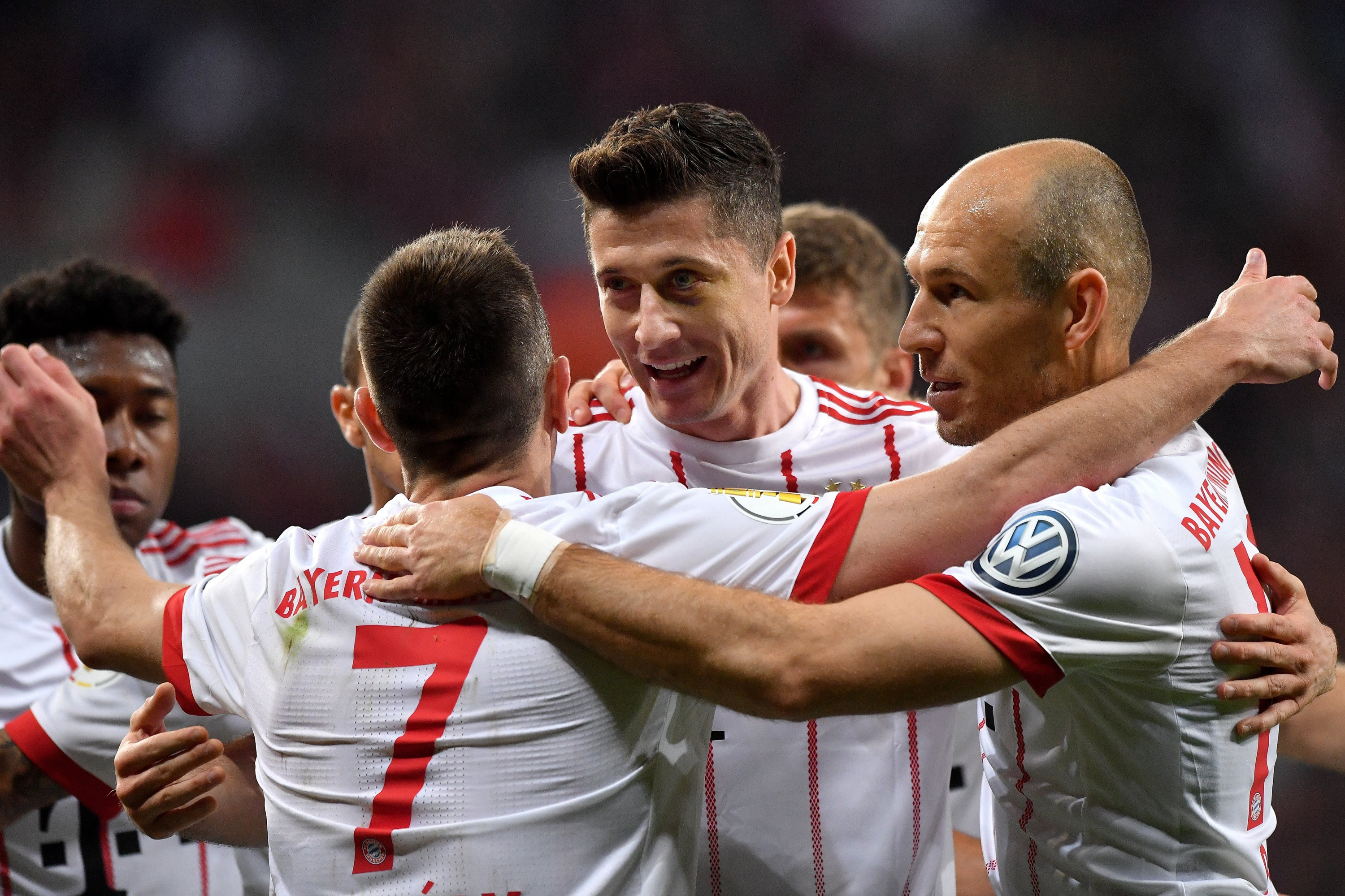 Lewandowski celebra un gol con el Bayern.