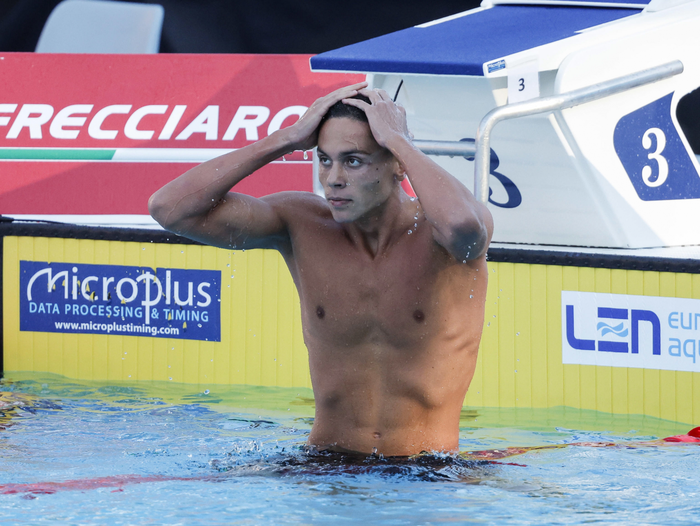 David Popovici, tras una victoria en una prueba.