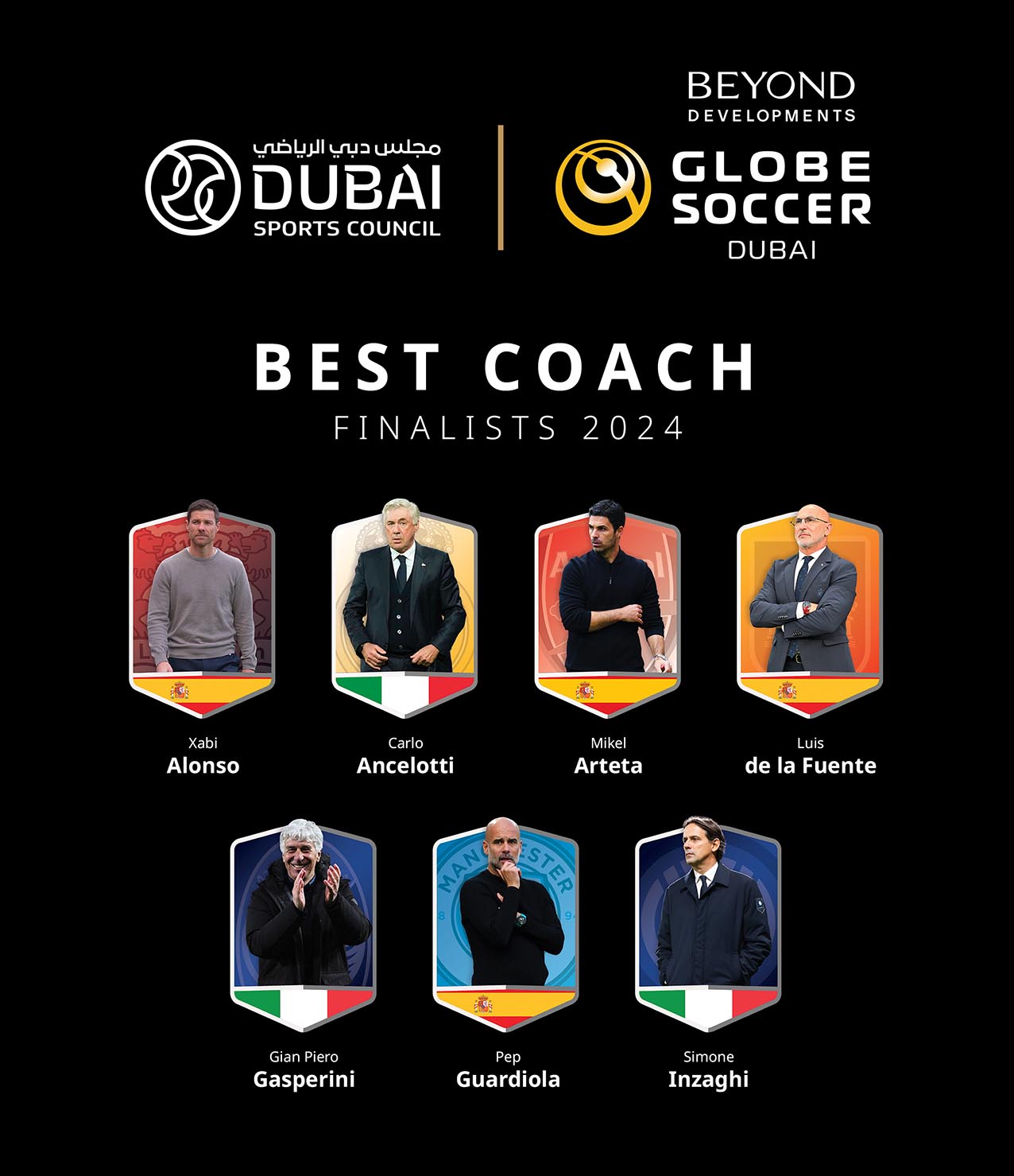 Los 7 finalistas en la categoría Mejor entrenador