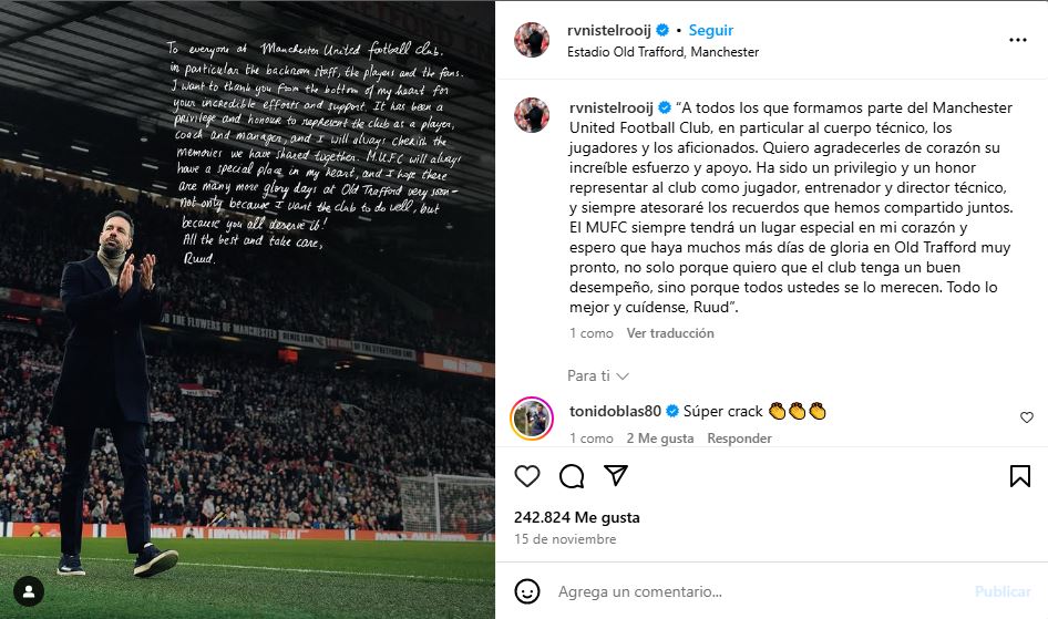 Van Nistelrooy's farewell to Manchester United.