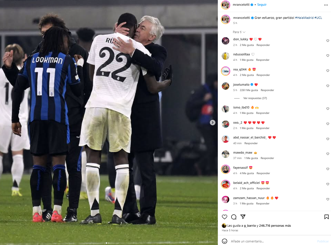 La publicación de Ancelotti en sus redes sociales