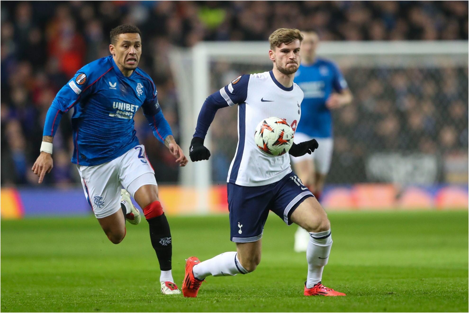 Timo Werner, durante el partido ante los Rangers.