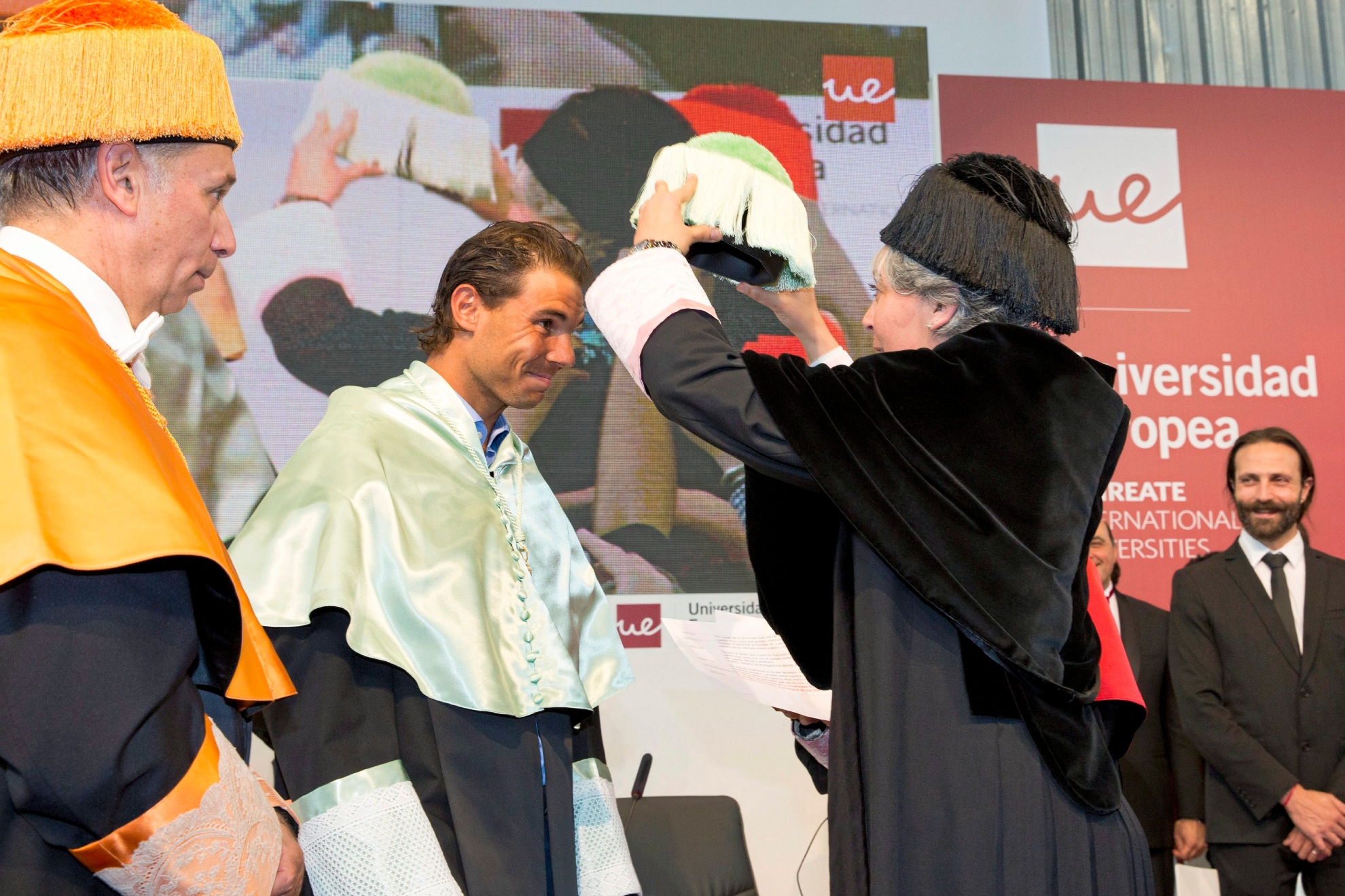 Rafa Nadal cuando fue investido Doctor Honoris Causa por la Universidad Europea en mayo de 2015.