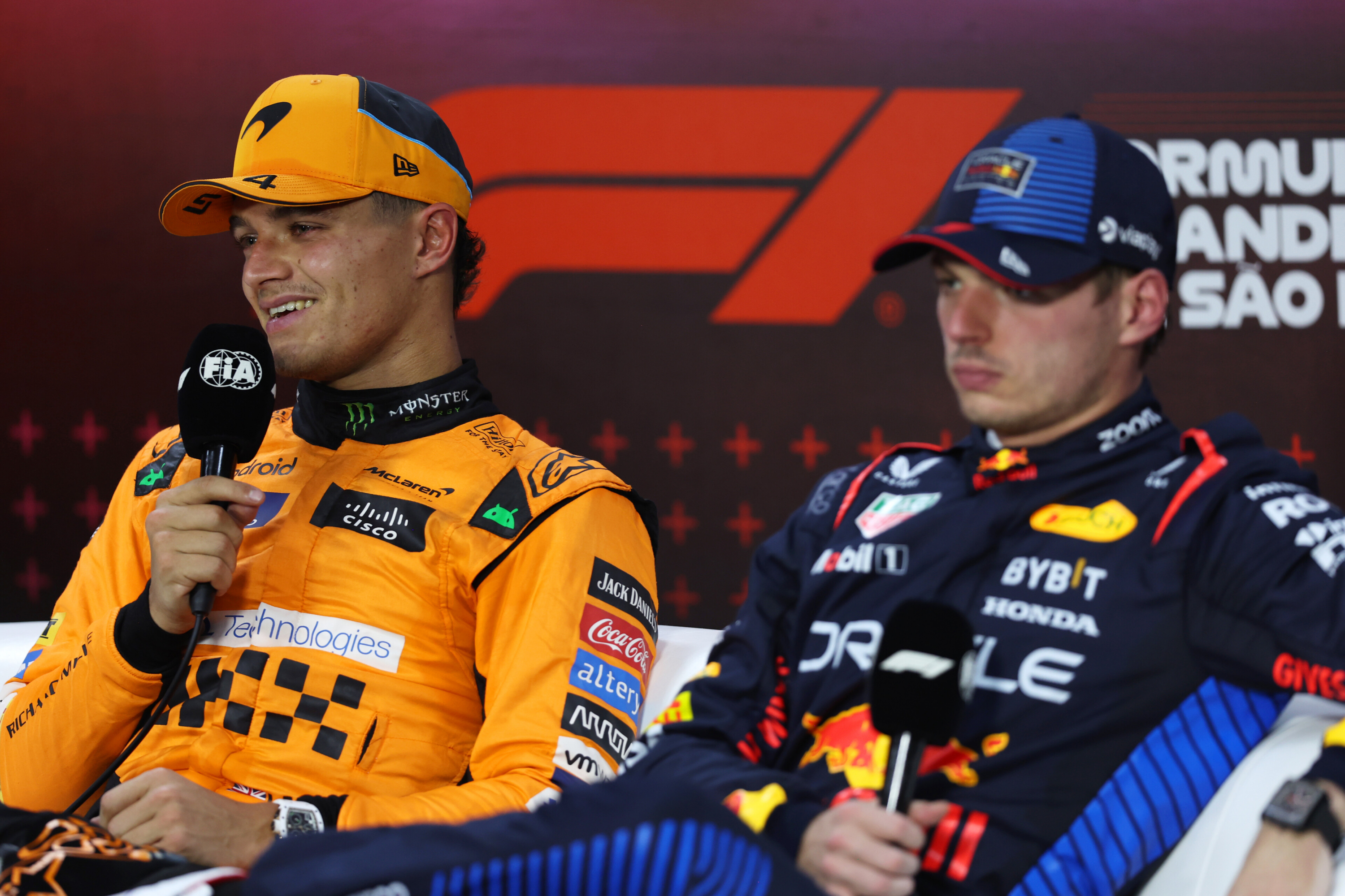 Lando Norris y Max Verstappen, en la rueda de prensa