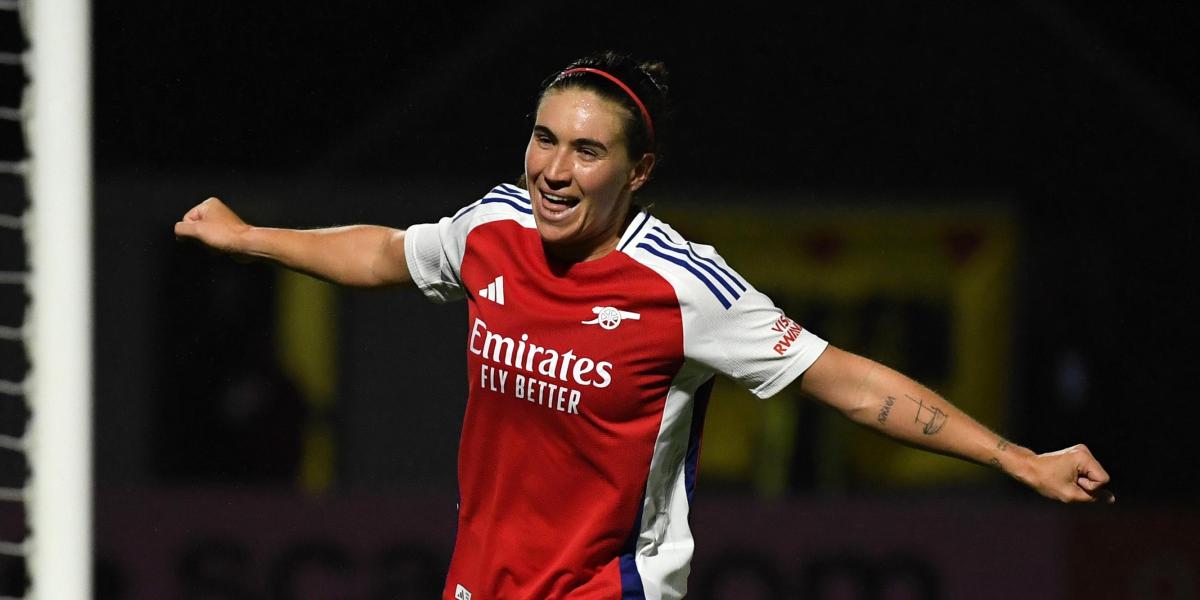 Mariona Caldentey celebra un gol con el Arsenal
