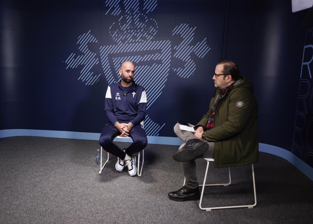 Claudio Giráldez y Rafa Valero en el momento de la entrevista