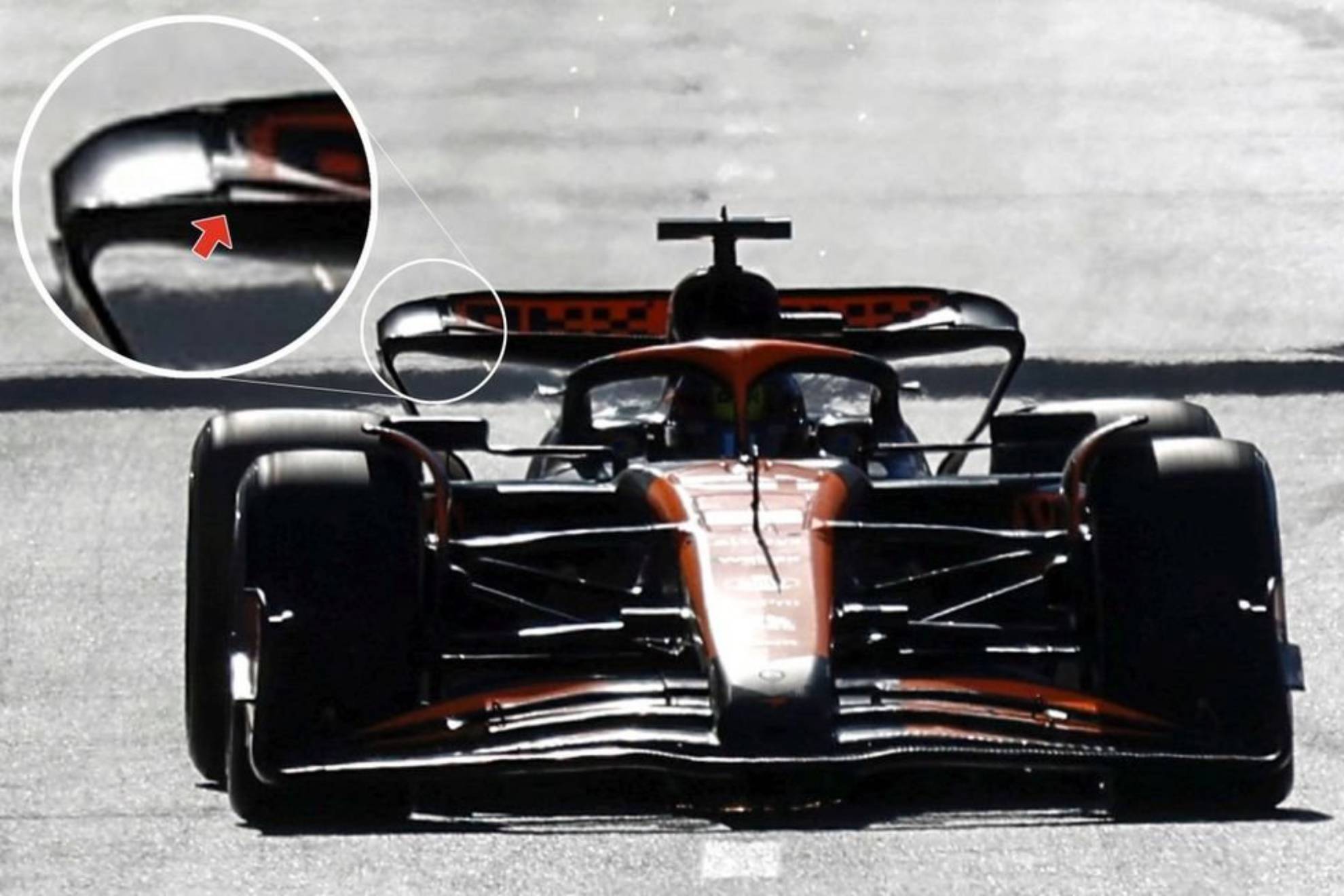 Los spoilers traseros de McLaren en Bakou, que desencadenó la controversia