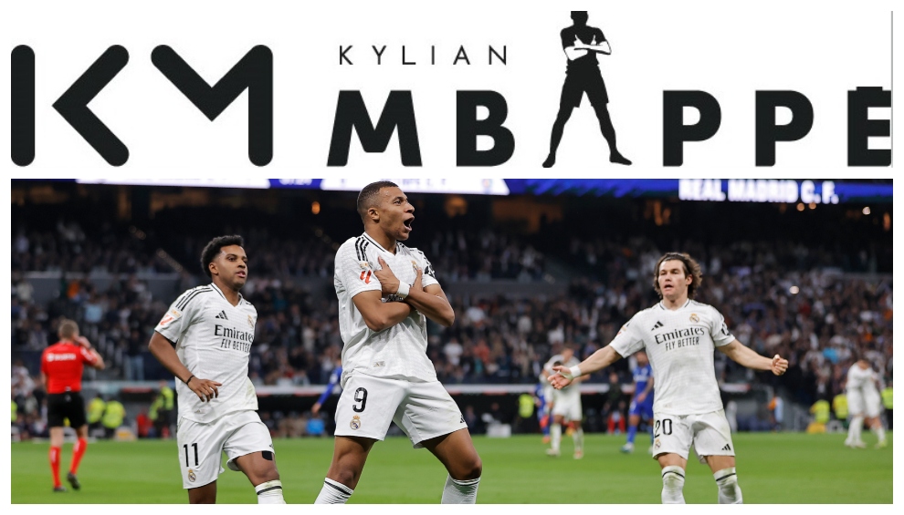 Mbappé y el logo, en la parte superior, que tiene registrado como marca en la UE.