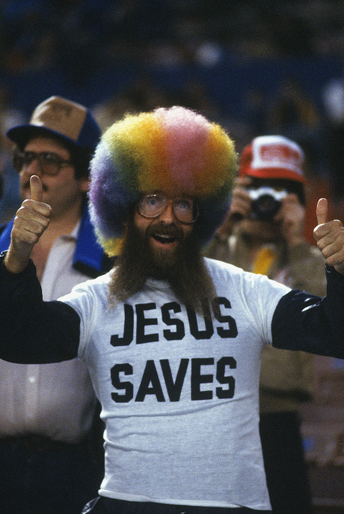 Rollen Stewart como Rainbow Man durante las Series Mundiales de 1982