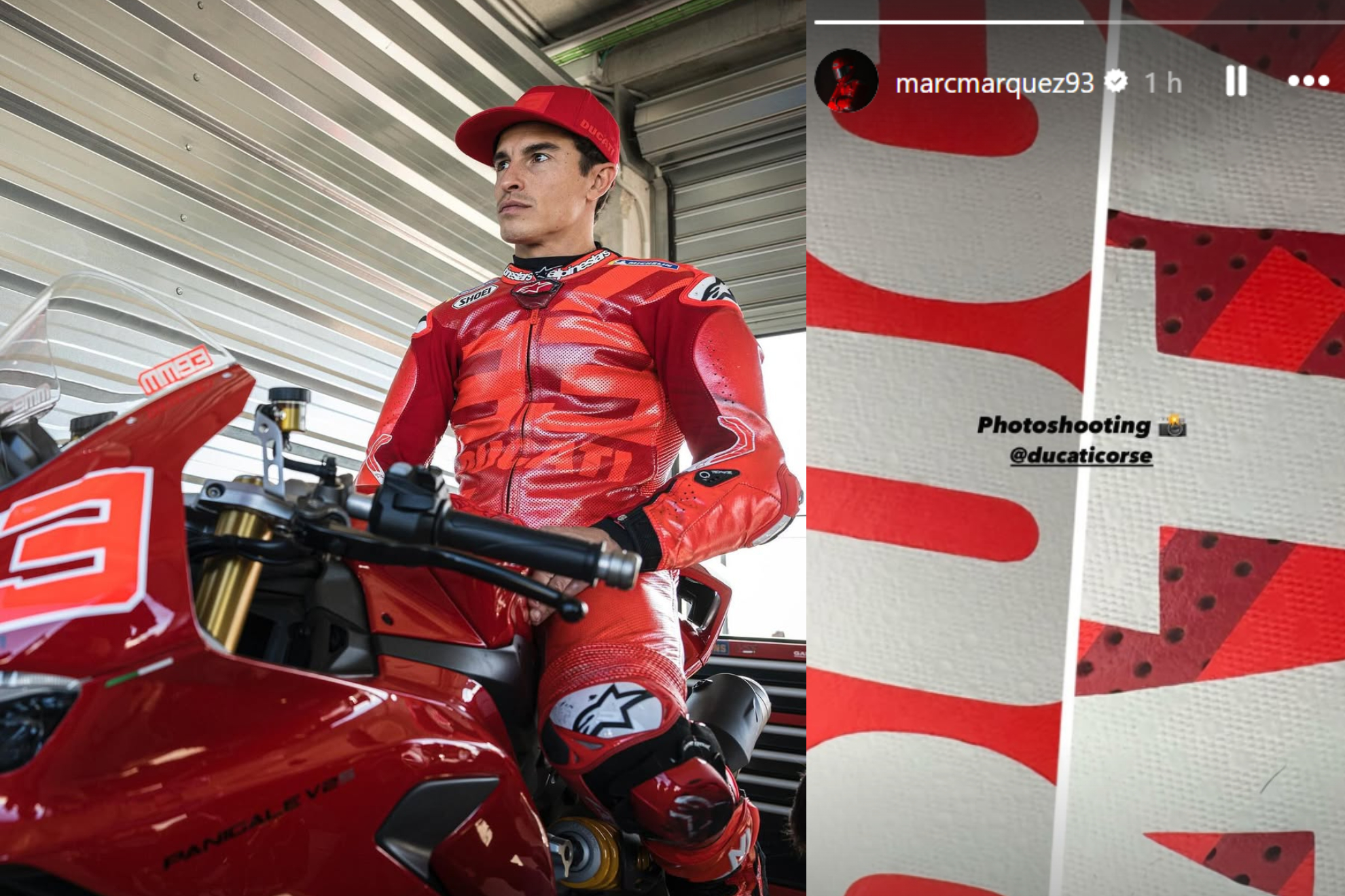 Marc Márquez, en sus entrenamientos de pretemporada y en el shooting oficial.