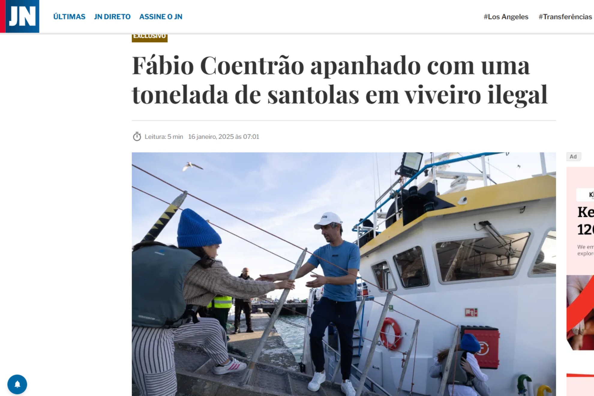 Imagen del periódico luso con la noticia.