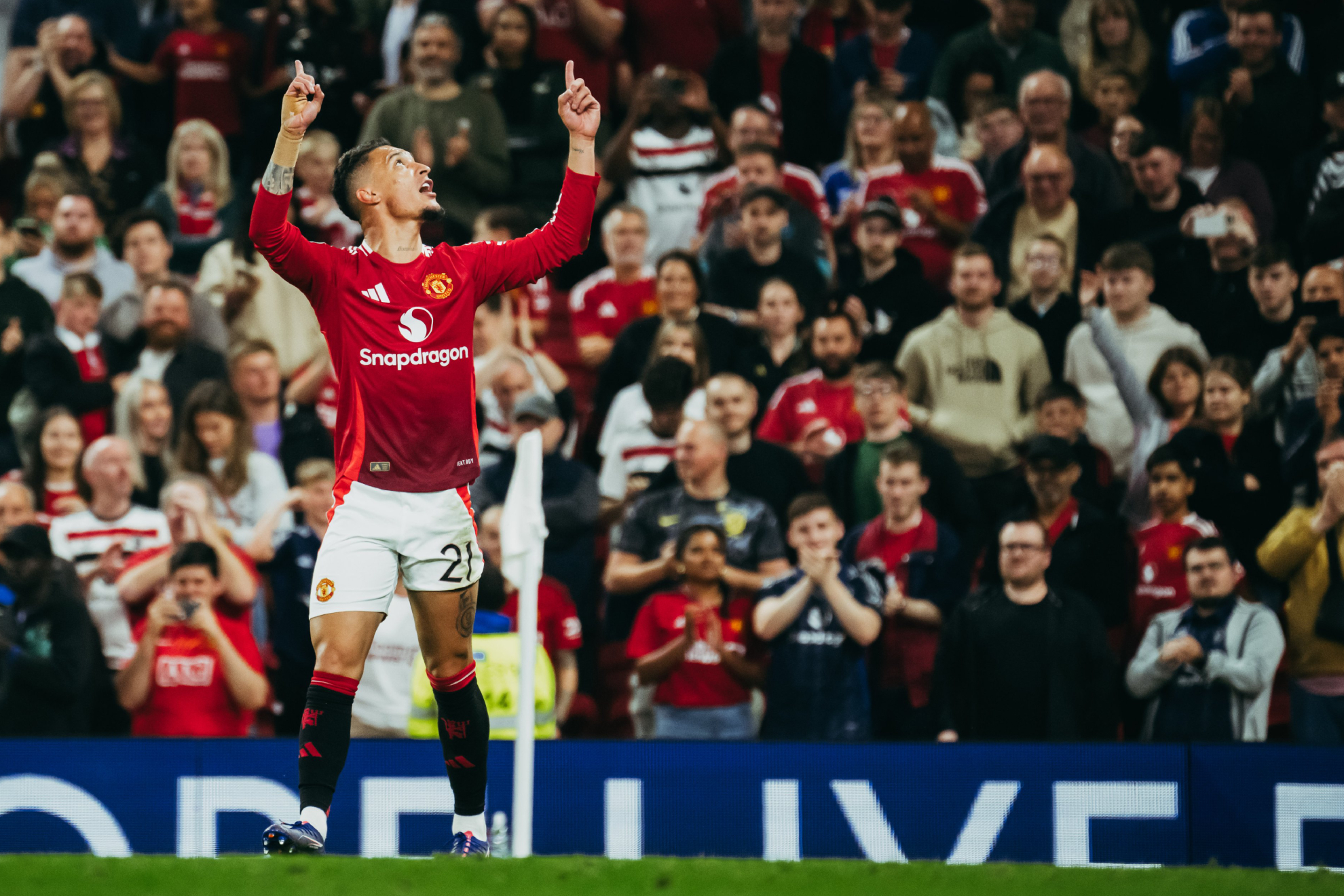 Antony celebrates a goal this season