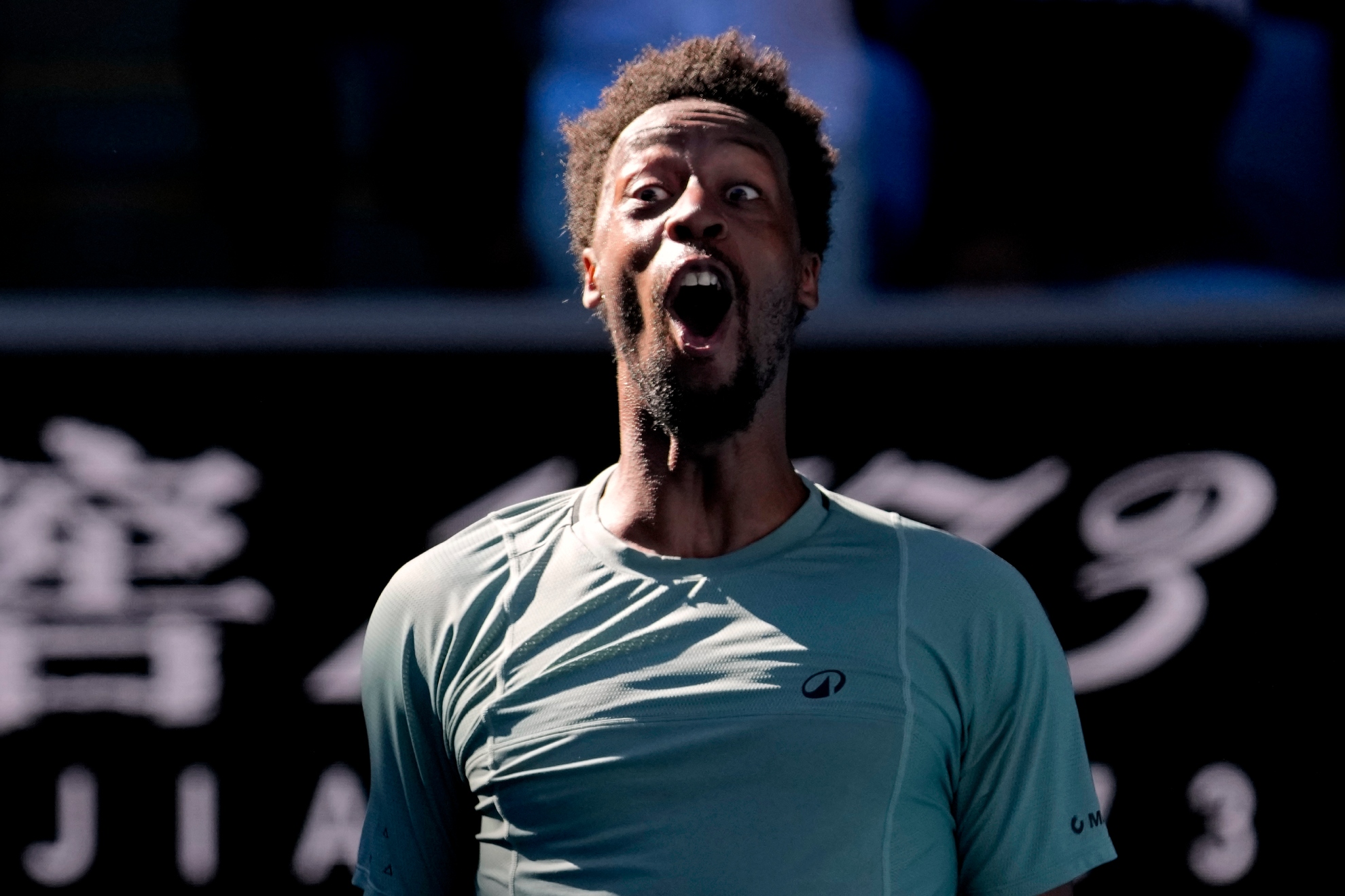 Monfils celebra el triunfo.