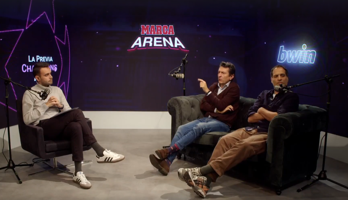 Allegue, Díaz y Sánchez, durante el primer MARCA Arena.