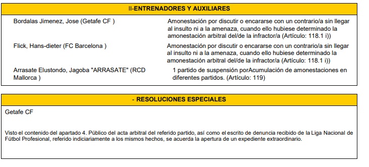 El informe publicado por la RFEF este miércoles.