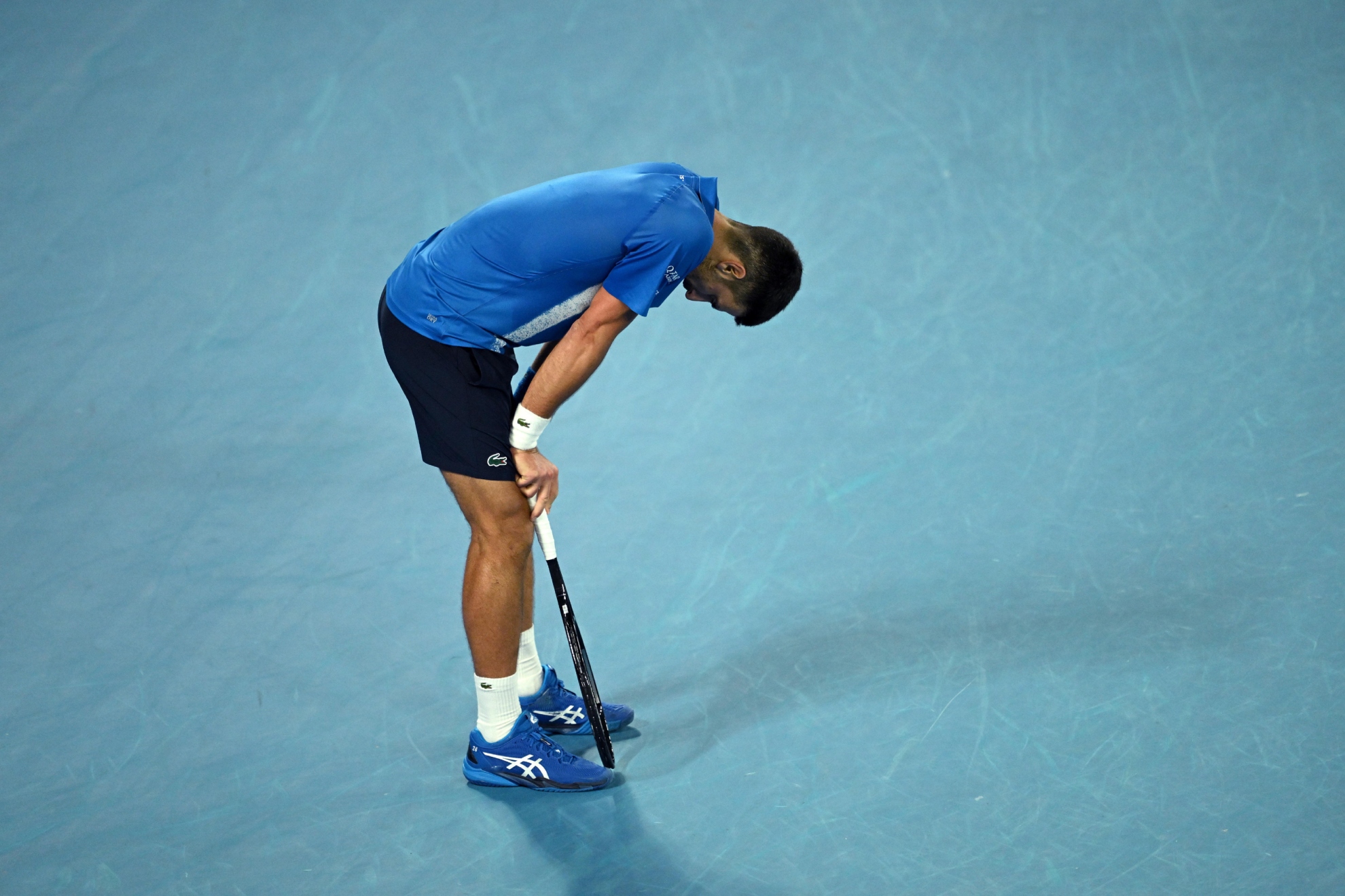 Djokovic, durante el partido con Alcaraz.