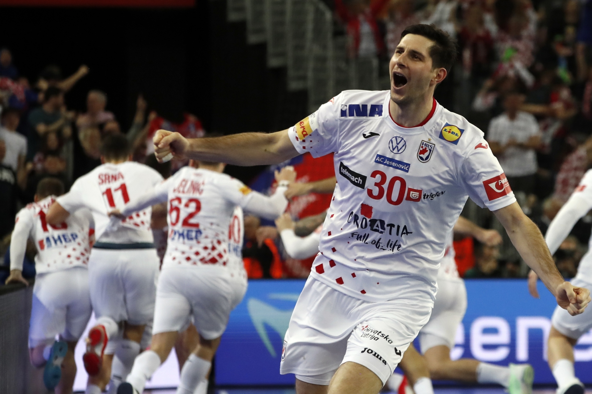 Marko Mamic celebra la victoria de Croacia ante Hungría.