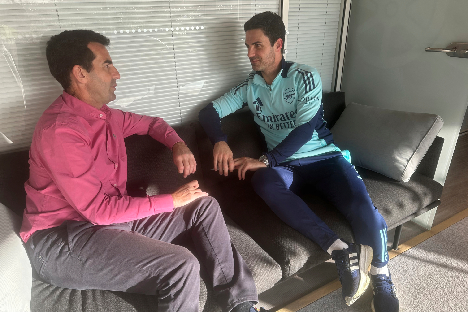 Ma, with Juan Castro in his office at the Arsenal training center.