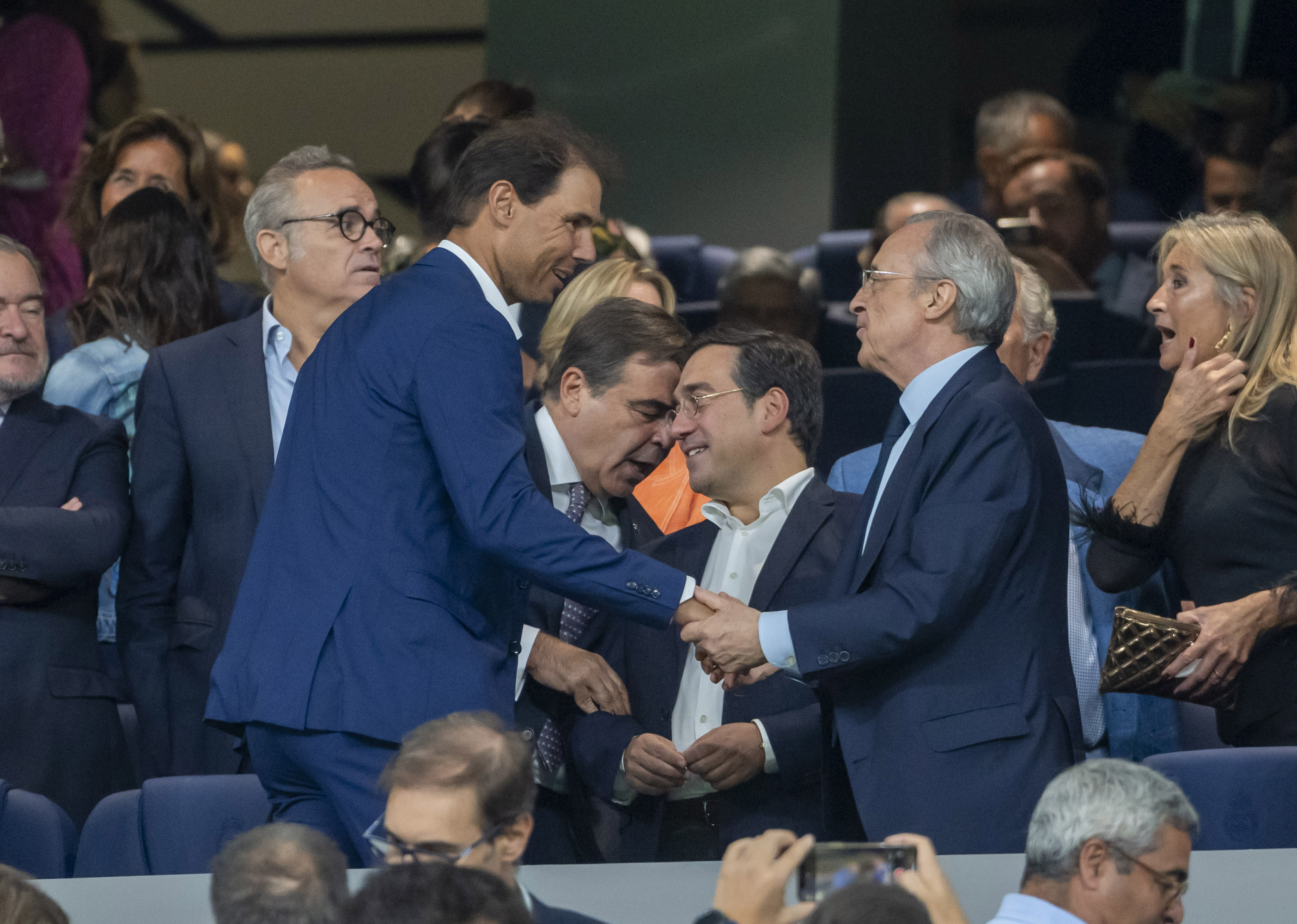 Rafa Nadal y Florentino en el palco del Bernabéu.