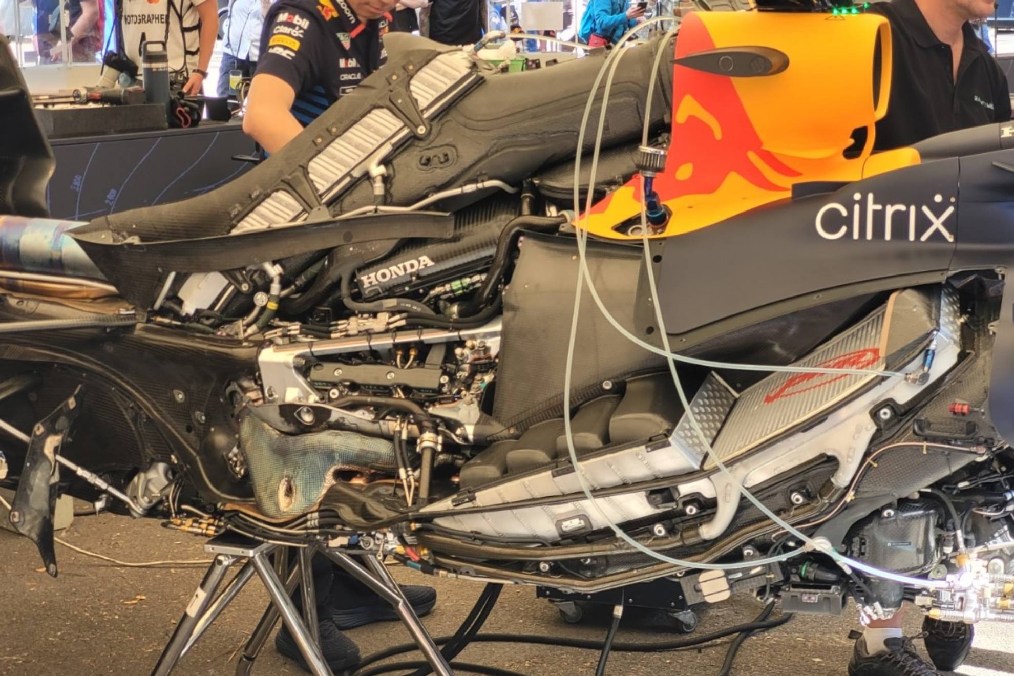 Una unidad del motor Honda, en un Red Bull F1.