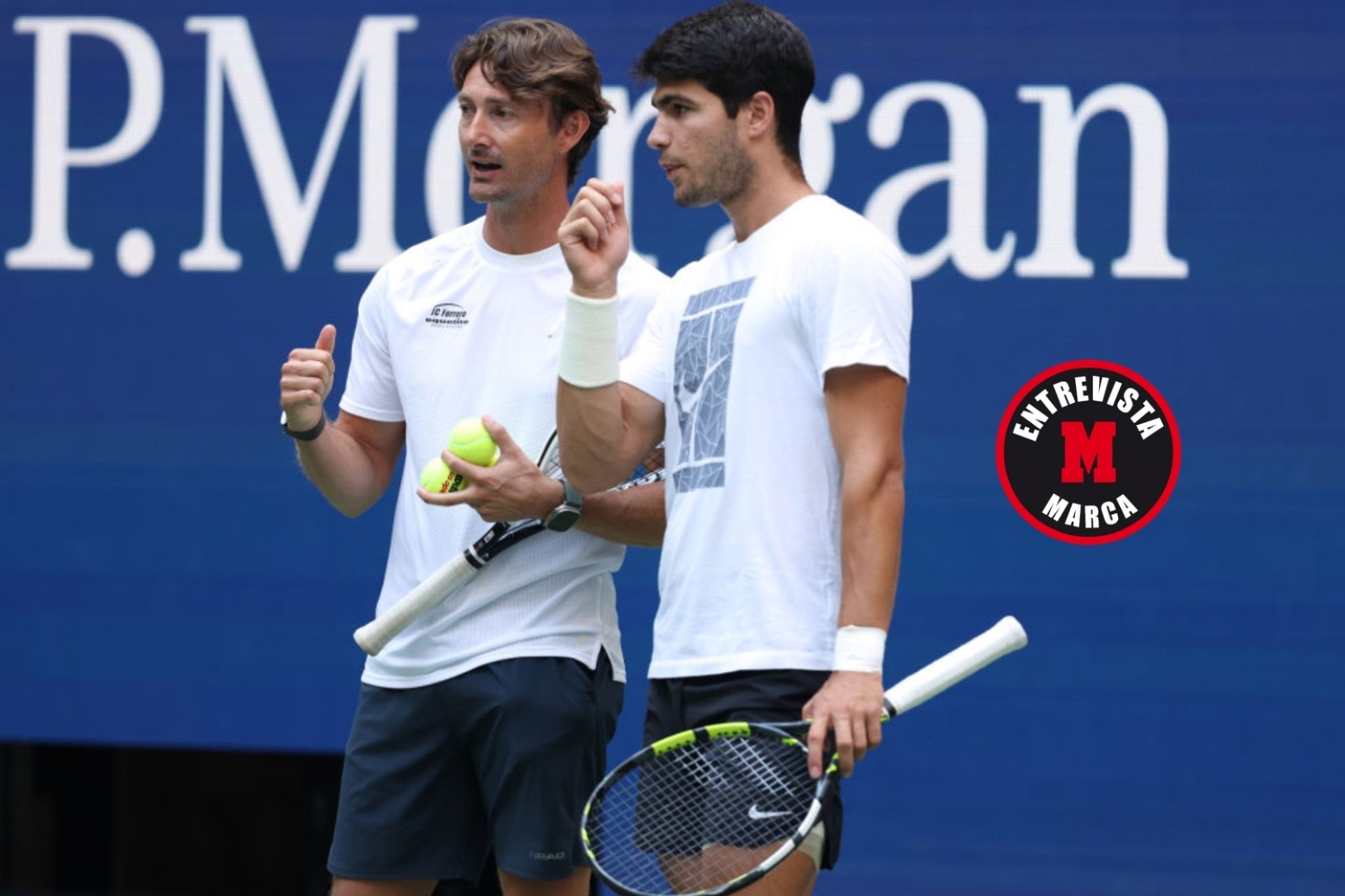 Juan Carlos Ferrero, junto a Carlos Alcaraz.