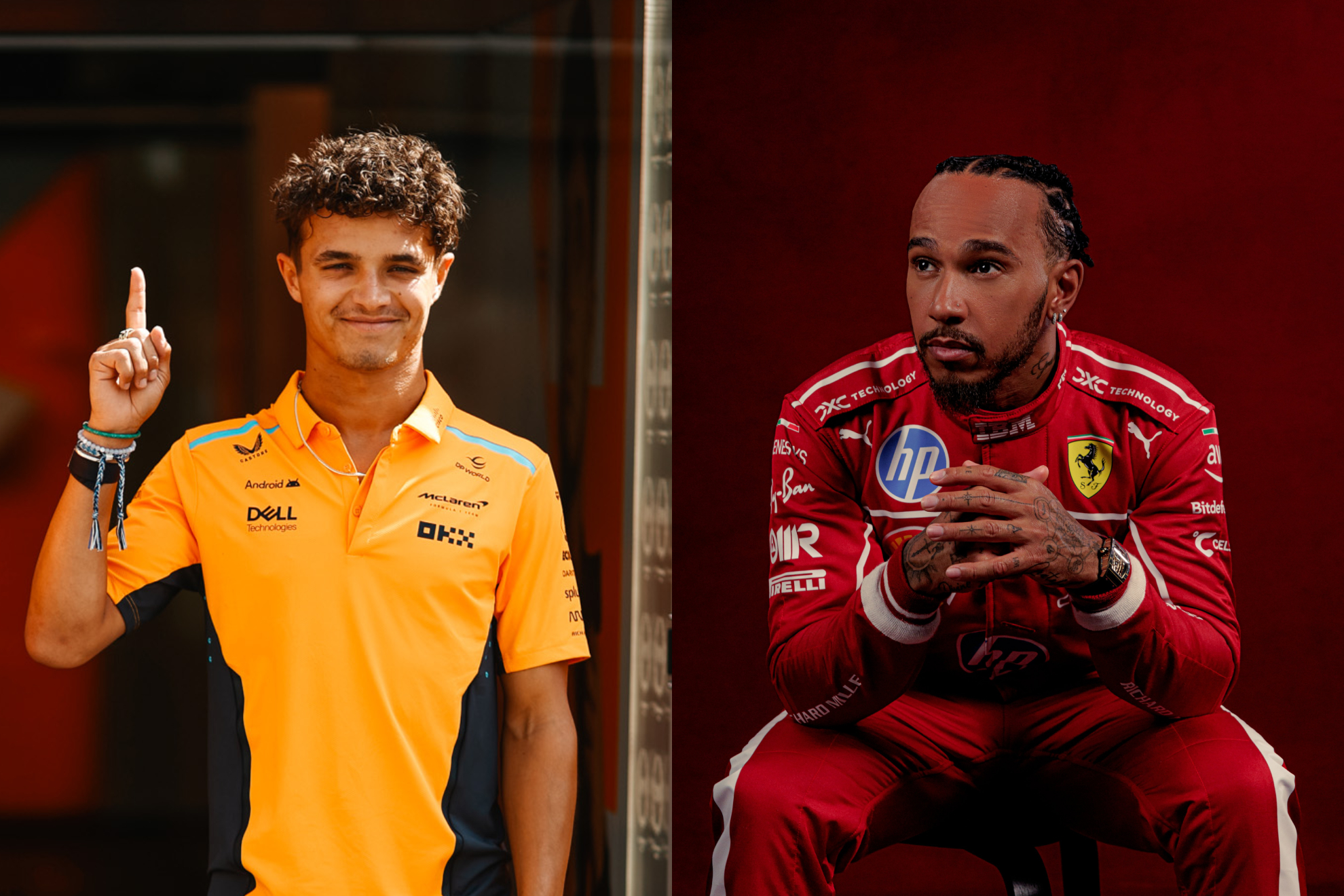 Lando Norris y Lewis Hamilton.