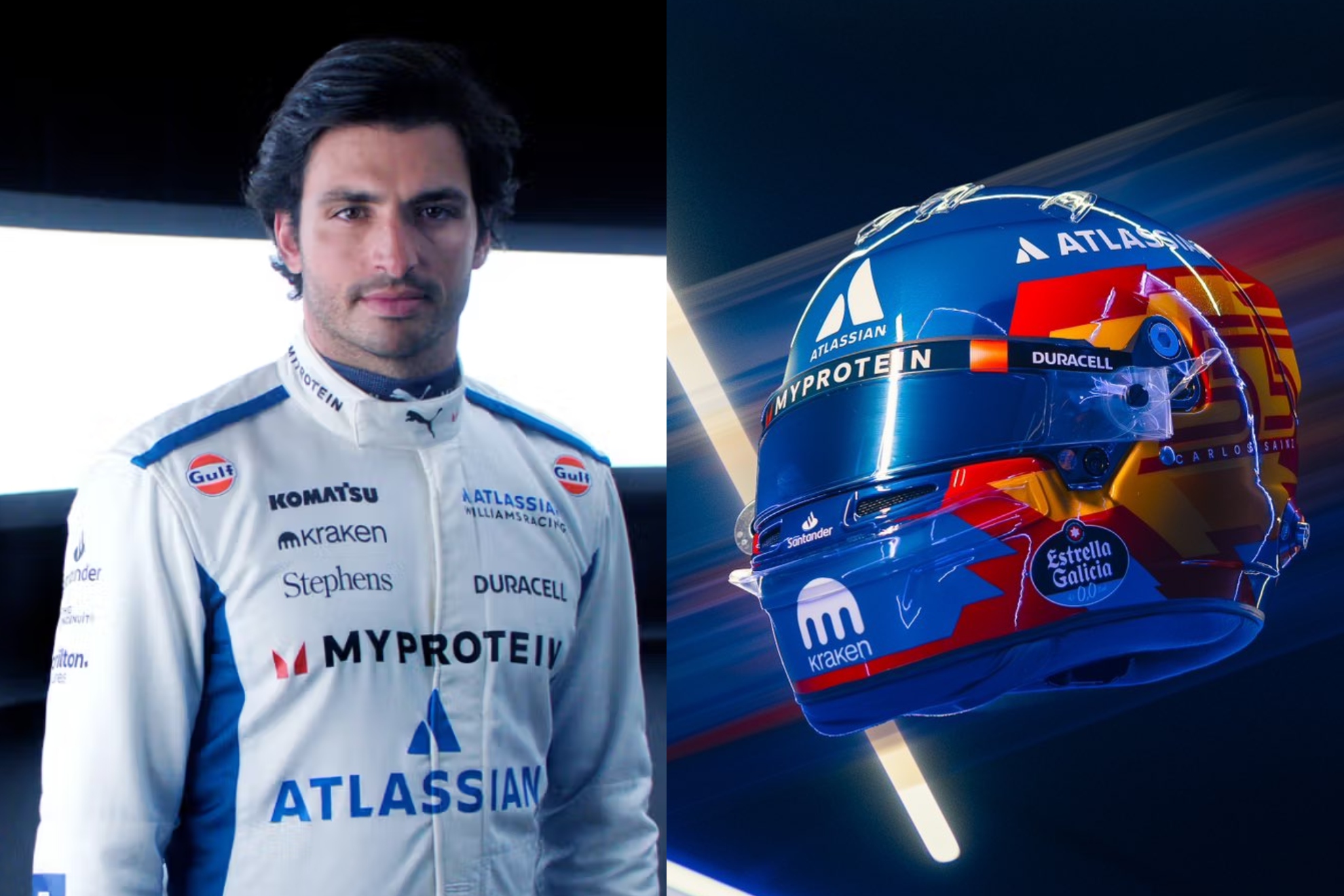 Carlos Sainz presenta su nuevo casco con Williams.