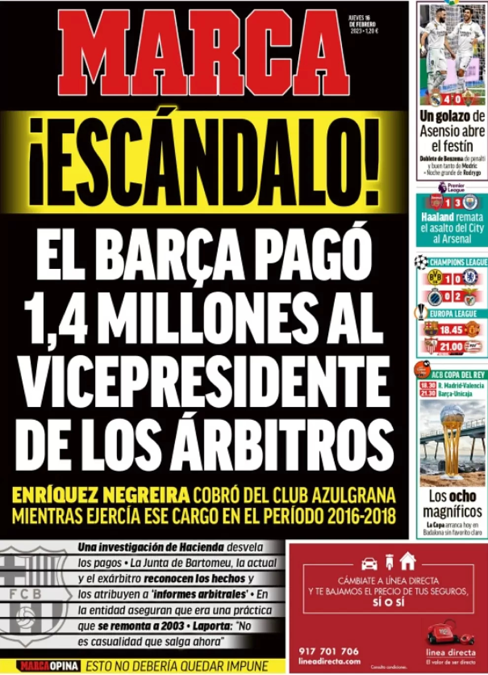 La portada de MARCA