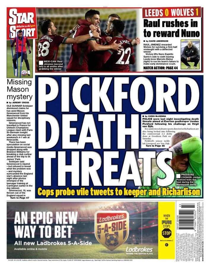 La prensa inglesa recogió las amenazas a Pickford