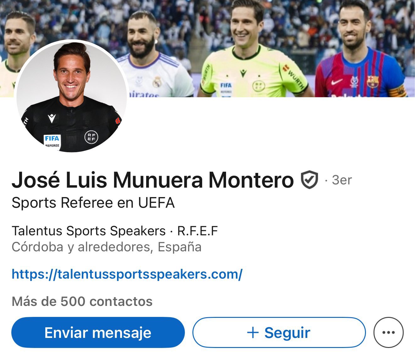 Perfil de Munuera Montero en LinkedIn