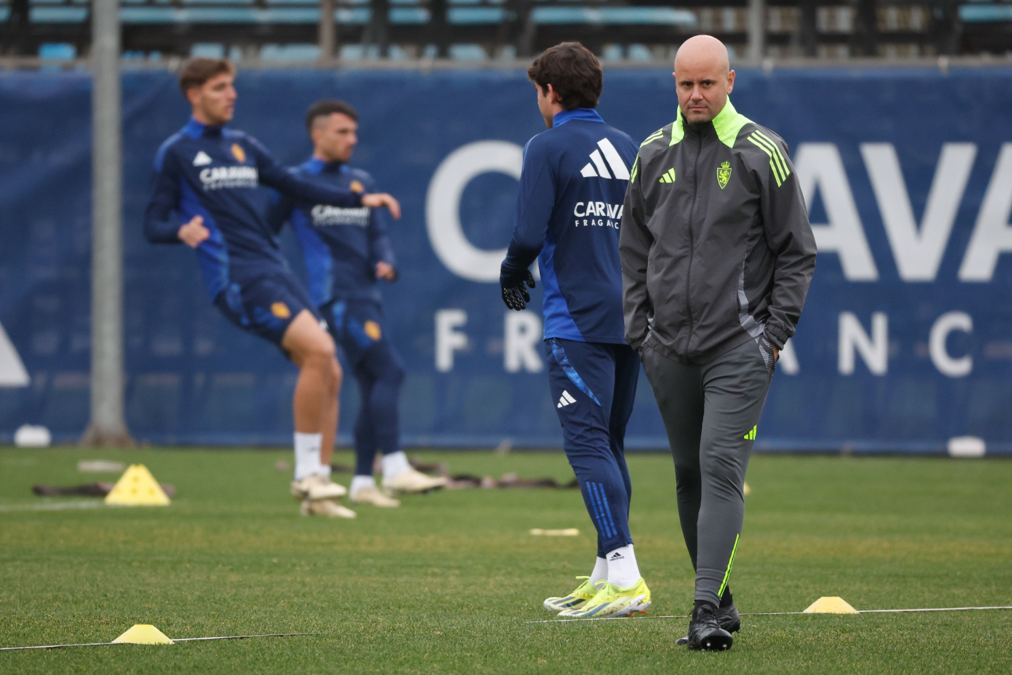 Miguel Ángel Ramírez, durante un entrenamiento del Real Zaragoza.