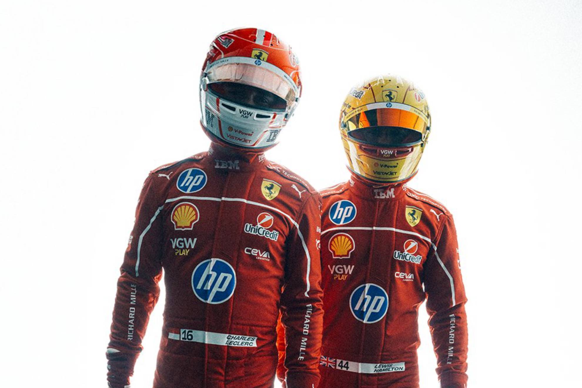 Charles Leclerc y Lewis Hamilton en Ferrari.