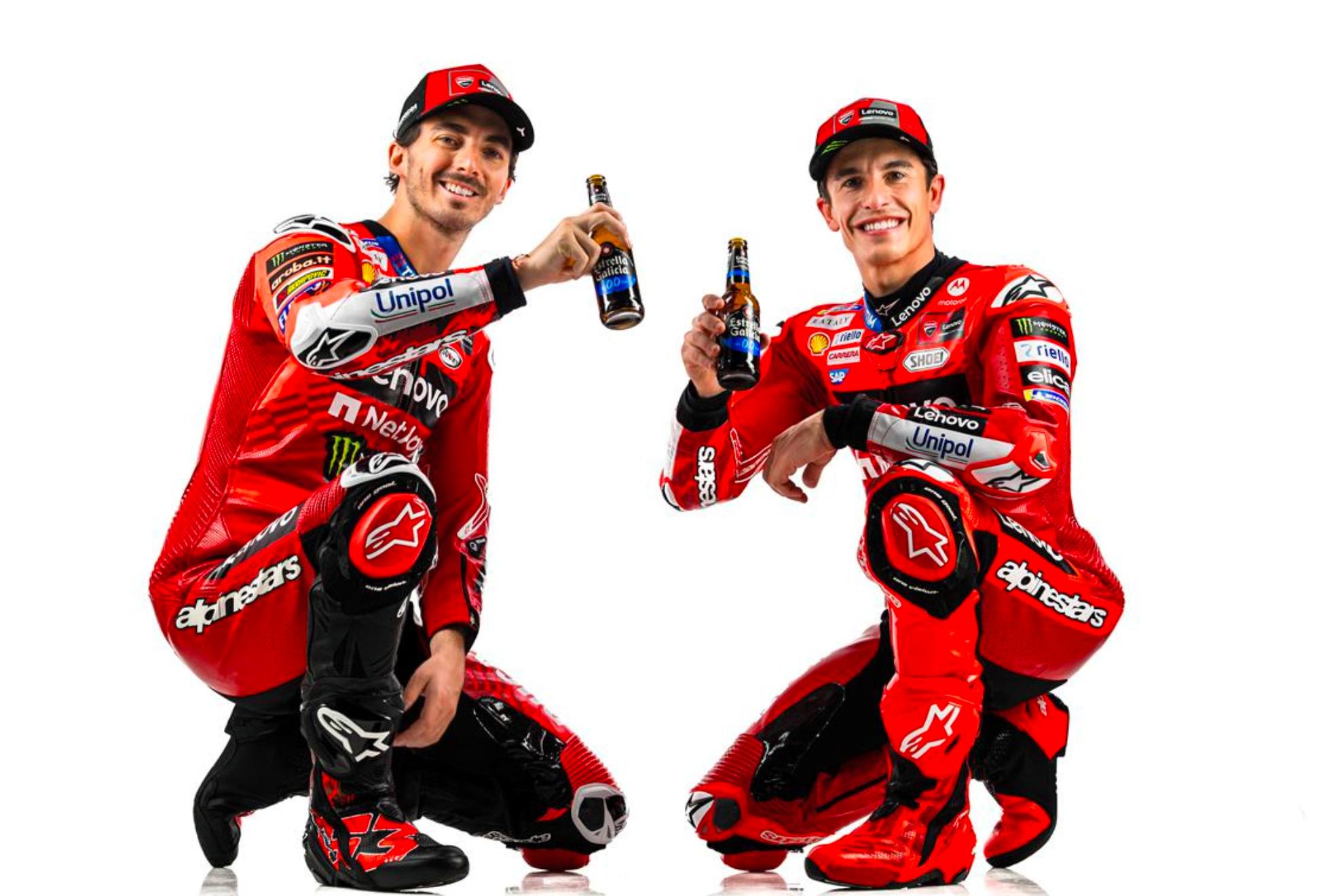 Márquez y Bagnaia, con el patrocinio de Estrella Galicia 0,0