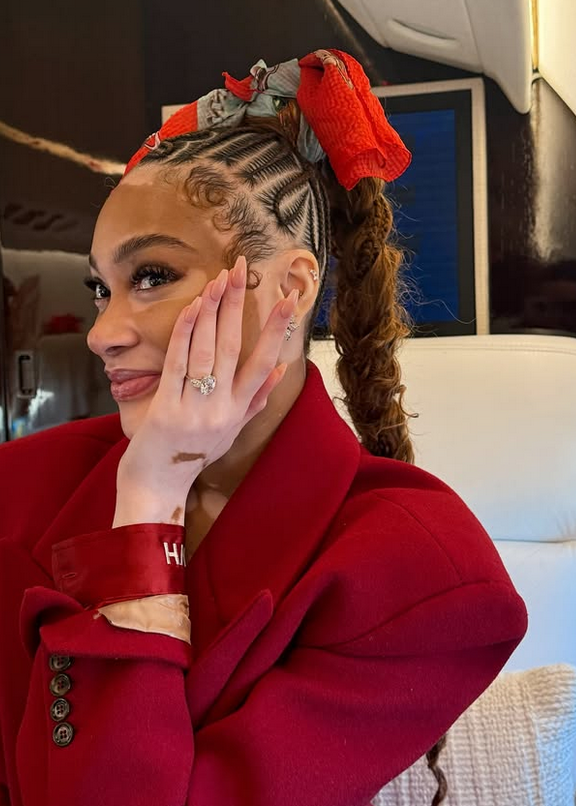 Kyle Kuzma celebra su compromiso con la famosa modelo Winnie Harlow con una canasta desde su campo