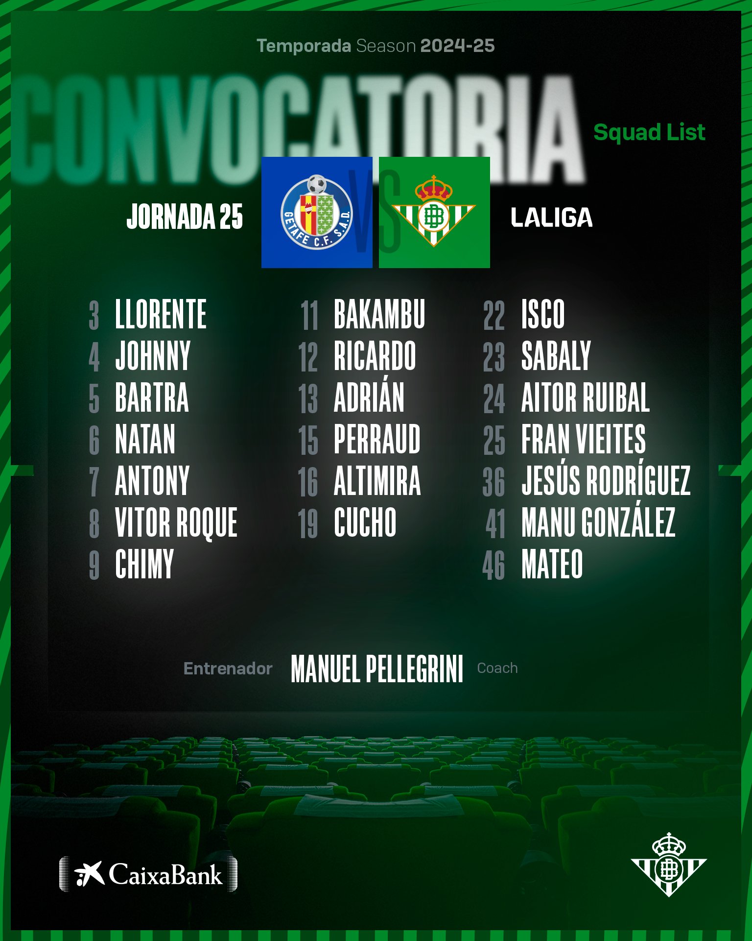 Betis llama contra Getafe