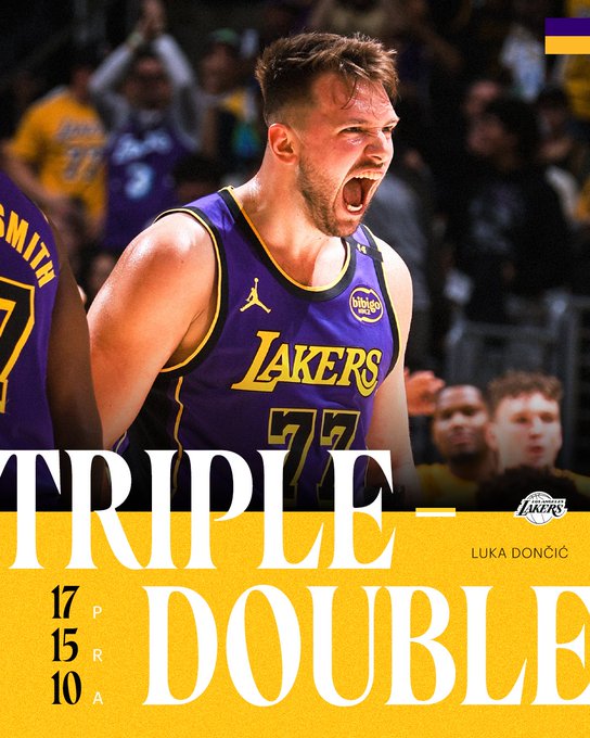 Primer triple-doble de Luka Doncic con los Lakers en su reencuentro con los Mavericks