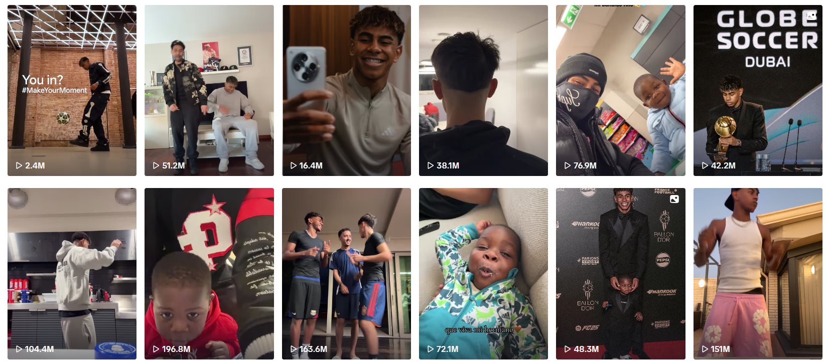 La cuenta de TikTok de Lamine Yamal y sus impresionantes números de reproducciones.