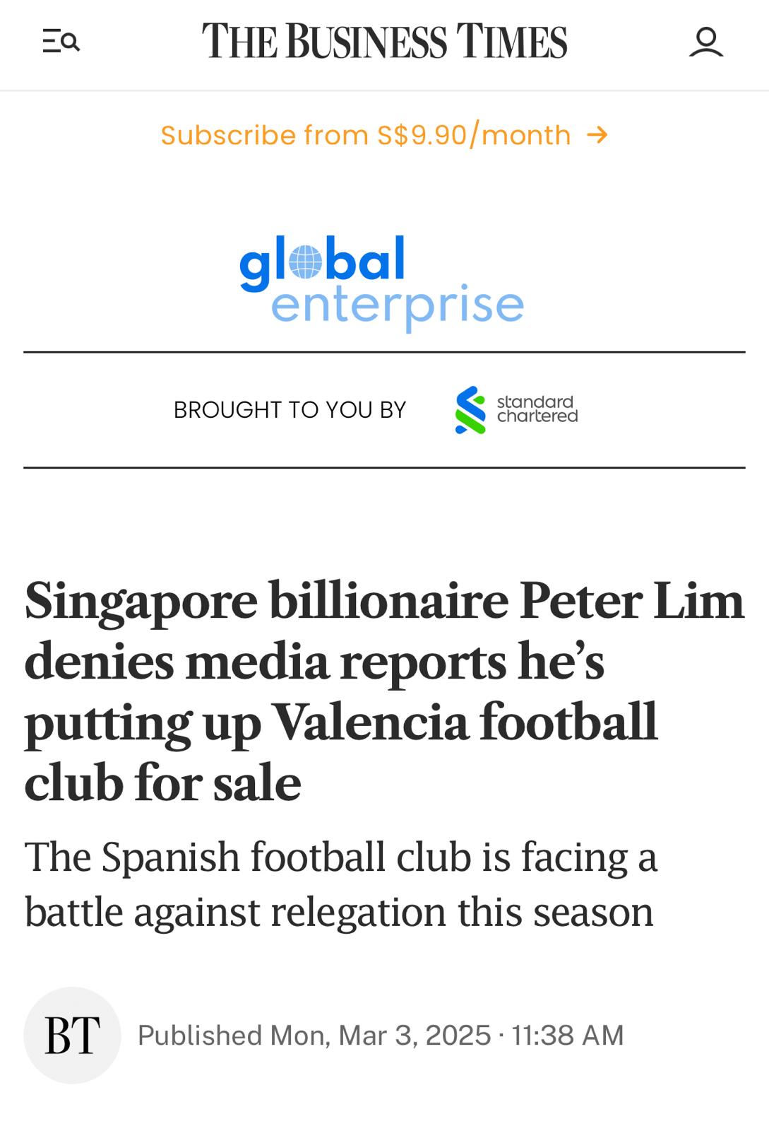 Imagen de uno de los diarios de Singapur.
