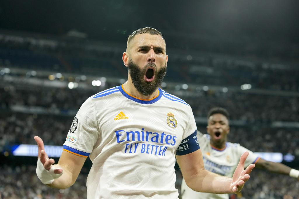 Karim Benzema tras anotar ante el City