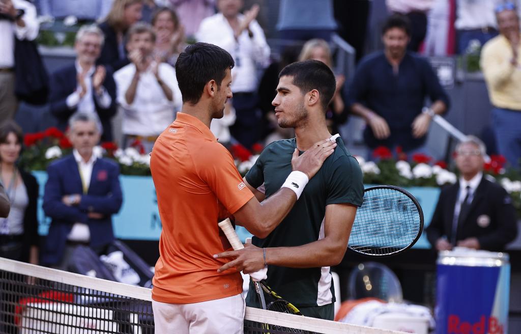 Carlos Alcaraz y Novak Djokovic. 2022.