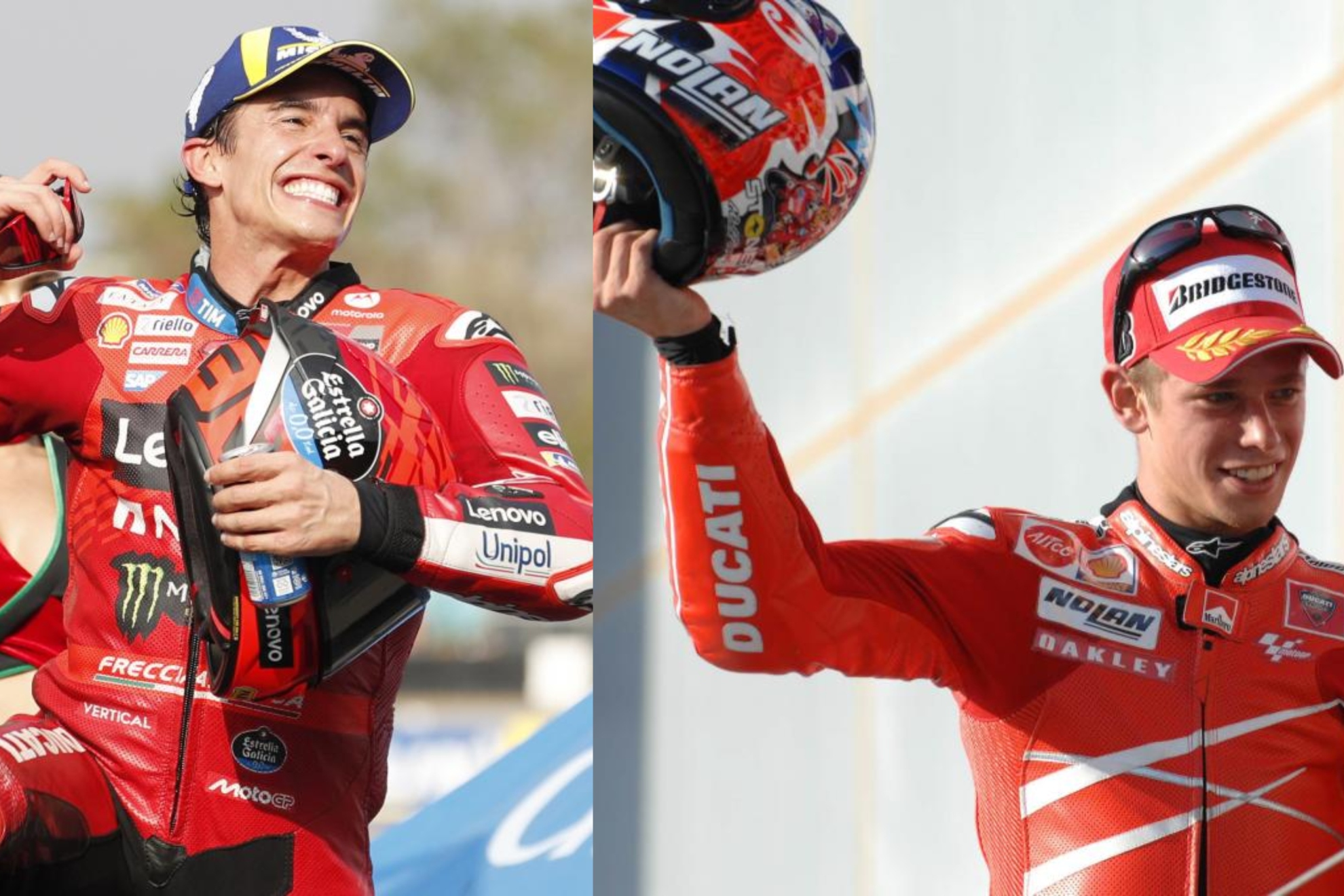 Marc Márquez, en Tailandia y Casey Stoner, en Qatar 2007.