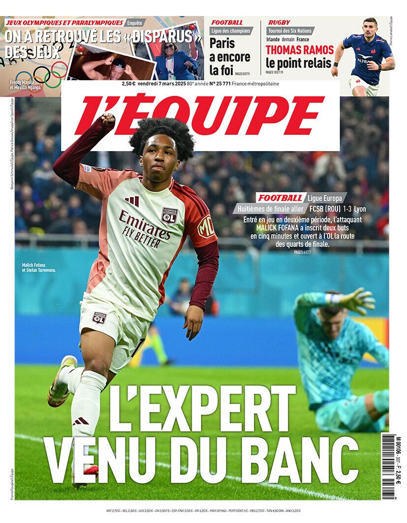 La portada de L'Equipe este viernes.