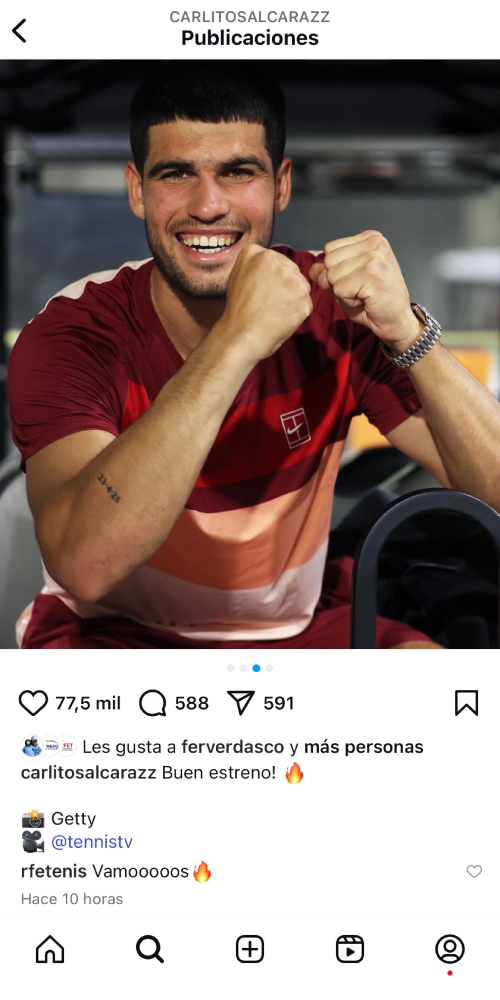 El mensaje en instagram de Alcaraz.