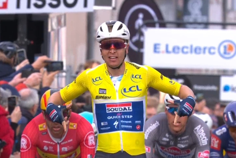 Tim Merlier after winning the second stage of the Paris Nice